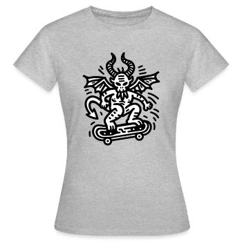 Devil Skateboard Doodle - T-shirt Femme - gris chiné - Devant - AI Model Female 172 dark (172cm)