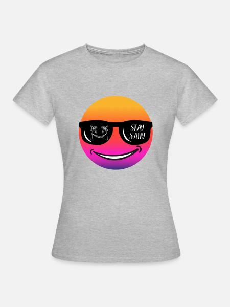Beach Vibes Stay Salty Gesicht Sonnenbrille - Frauen T-Shirt - Grau meliert