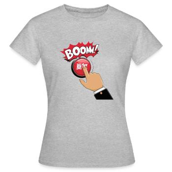 PUSHING BUTTONS, BOOM - Women's T-Shirt - heather grey - Front - AI Model Female 172 dark (172cm)