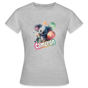 CAMERON - Beautiful boy name with cute PANDA - Women's T-Shirt - heather grey - Front - AI Model Female 172 dark (172cm)