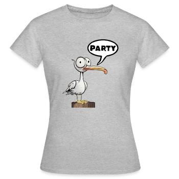 Möwe Party - Hardstyle Seagull - Frauen T-Shirt - Grau meliert - Vorne - AI Model Female 172 dark (172cm)
