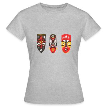 Les Masques Africains 2 - T-shirt Femme - gris chiné - Devant - AI Model Female 172 dark (172cm)