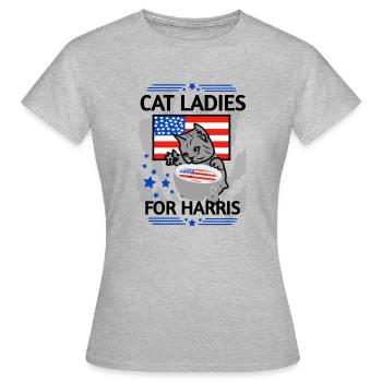 Ladies for Herris. Cat ladies - Women's T-Shirt - heather grey - Front - AI Model Female 172 dark (172cm)