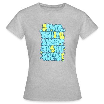 Graffiti Alphabet throwup throw up - Frauen T-Shirt - Grau meliert - Vorne - AI Model Female 172 dark (172cm)
