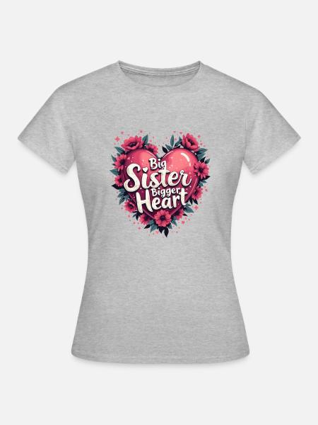 GROßE SCHWESTER. GRÖSSERES HERZ - Frauen T-Shirt - Grau meliert