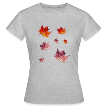 Point culminant absolu : les feuilles d’automne - T-shirt Femme - gris chiné - Devant - AI Model Female 172 dark (172cm)