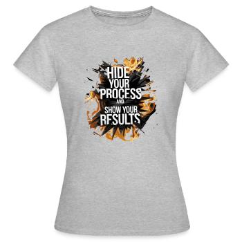 ZEIGEN SIE IHRE ERGEBNISSE - Frauen T-Shirt - Grau meliert - Vorne - AI Model Female 172 dark (172cm)
