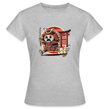 Little Samurai Hedgehog Runs Away - Women's T-Shirt - heather grey - Front - AI Model Female 172 dark (172cm)
