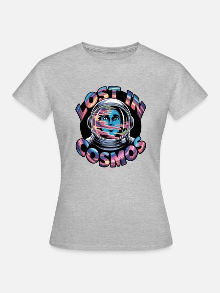 Verloren im Kosmos Astronaut - Frauen T-Shirt - Grau meliert