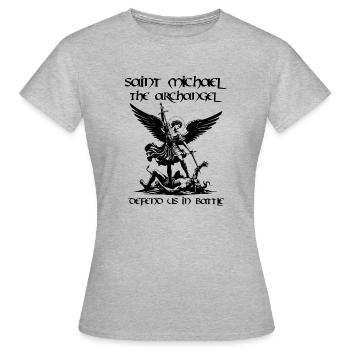 Erzengel Michael - Frauen T-Shirt - Grau meliert - Vorne - AI Model Female 172 dark (172cm)