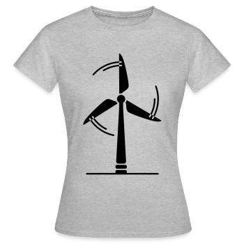Windrad Silhouette - Frauen T-Shirt - Grau meliert - Vorne - AI Model Female 172 dark (172cm)