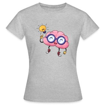 Gehirn Idee Comic Hand gezeichnet - Frauen T-Shirt - Grau meliert - Vorne - AI Model Female 172 dark (172cm)