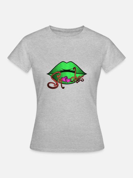 Kussmund - Frauen T-Shirt - Grau meliert