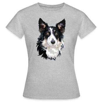 chien border collie - T-shirt Femme - gris chiné - Devant - AI Model Female 172 dark (172cm)