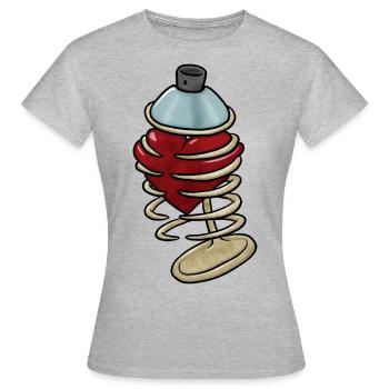 Aérosol Bombe Cœur - T-shirt Femme - gris chiné - Devant - AI Model Female 172 dark (172cm)