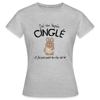 Lapin cinglé - T-shirt Femme - gris chiné - Devant - AI Model Female 172 dark (172cm)