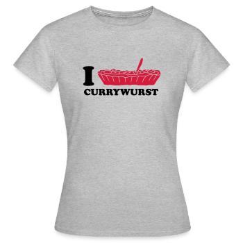 I Love Currywurst - T-shirt Femme - gris chiné - Devant - AI Model Female 172 dark (172cm)