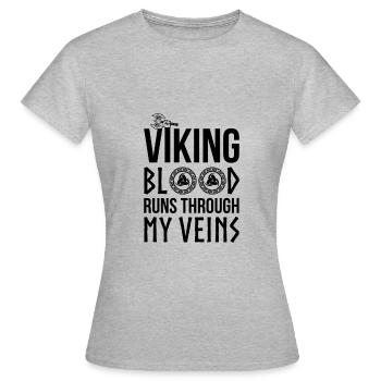 Shirt Wikinger-Blut läuft durch meine Adern - Frauen T-Shirt - Grau meliert - Vorne - AI Model Female 172 dark (172cm)