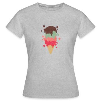 Sommer Geschenk Eiscreme Eis Waffel Kinder Ferien - Frauen T-Shirt - Grau meliert - Vorne - AI Model Female 172 dark (172cm)