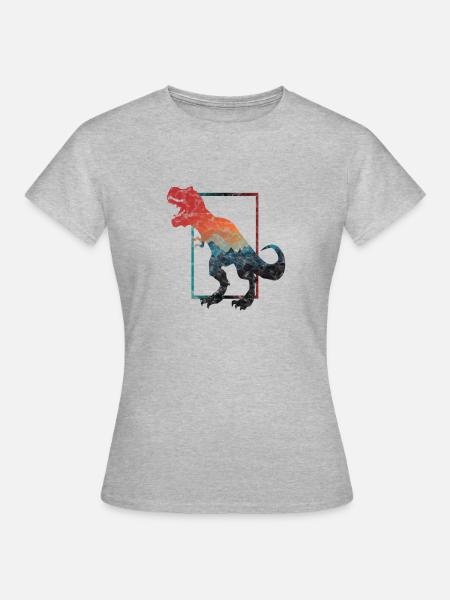 Tyrannosaurus Rex Dino Dinosaurier Geschenk Kinder - Frauen T-Shirt - Grau meliert