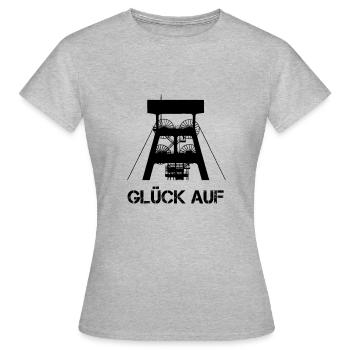 Zeche Glück auf - Frauen T-Shirt - Grau meliert - Vorne - AI Model Female 172 dark (172cm)