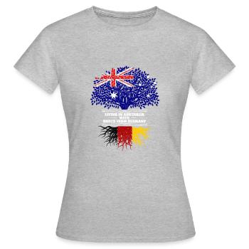 A grandi en Australie né en Allemagne - T-shirt Femme - gris chiné - Devant - AI Model Female 172 dark (172cm)