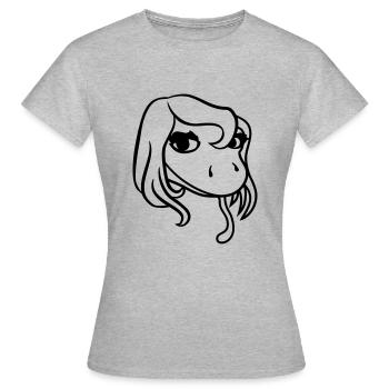 gesicht kopf weiblich frau huebsch girl maedchen s - Frauen T-Shirt - Grau meliert - Vorne - AI Model Female 172 dark (172cm)