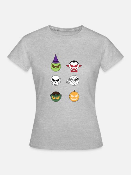 Netter Holloween - Frauen T-Shirt - Grau meliert