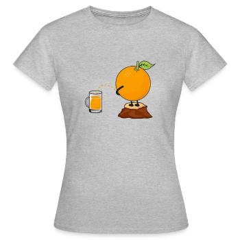Orange coquine dans la production de jus d'orange - T-shirt Femme - gris chiné - Devant - AI Model Female 172 dark (172cm)