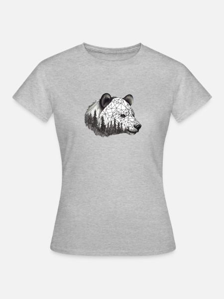 Monochromer geometrischer Bär & Bäume - Frauen T-Shirt - Grau meliert