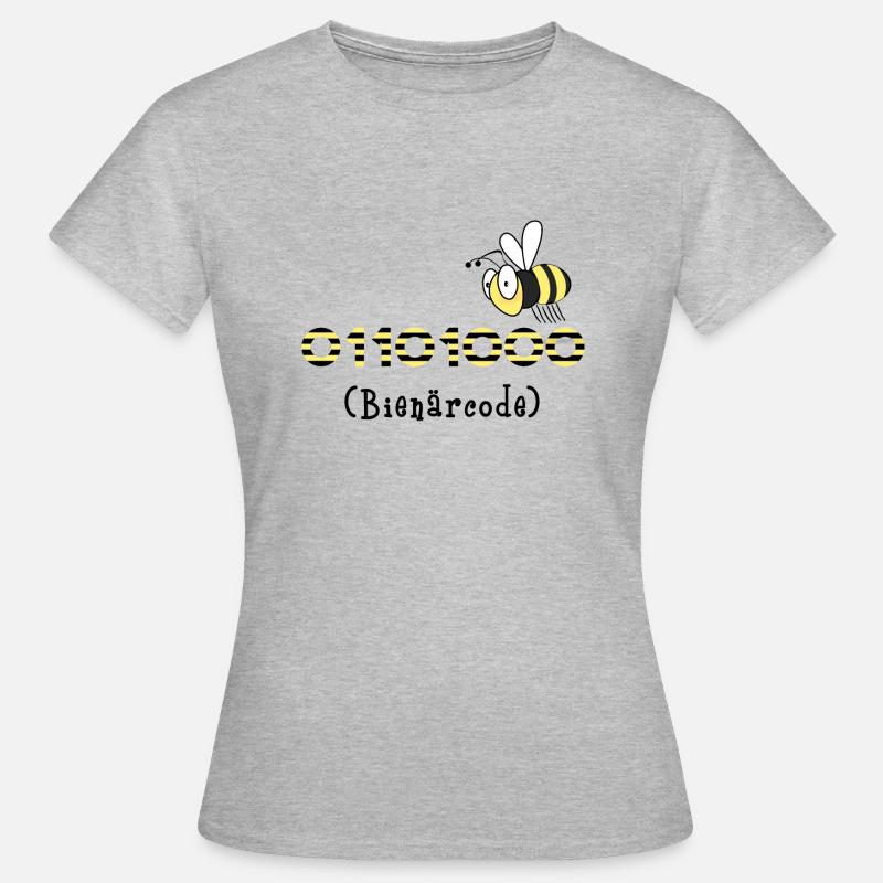 Binärcode Biene Code Informatik Geschenk Honig - Frauen T-Shirt - Grau meliert