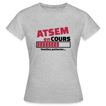 atsem en cours - T-shirt Femme - gris chiné - Devant - AI Model Female 172 dark (172cm)