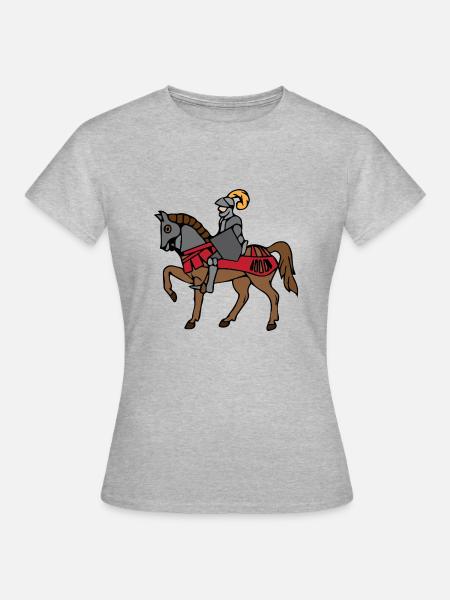 Ritter mit Pferd 3 622 - Frauen T-Shirt - Grau meliert