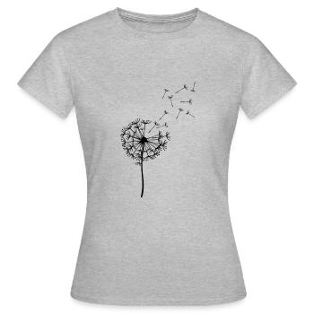Libre et transitoire comme un pissenlit - T-shirt Femme - gris chiné - Devant - AI Model Female 172 dark (172cm)