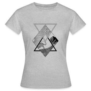 Les éléments - eau, terre, feu, air - T-shirt Femme - gris chiné - Devant - AI Model Female 172 dark (172cm)