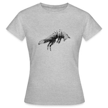 Fuchs und Wald - Frauen T-Shirt - Grau meliert - Vorne - AI Model Female 172 dark (172cm)