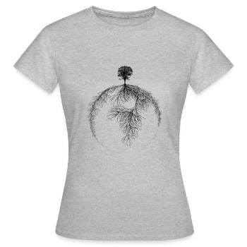 Le monde, un organisme - T-shirt Femme - gris chiné - Devant - AI Model Female 172 dark (172cm)