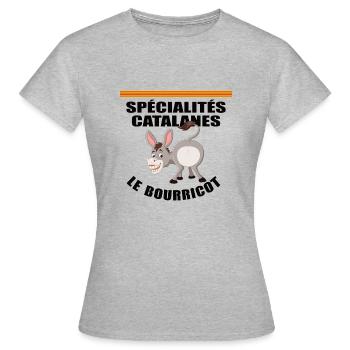 Spécialités catalanes - Le bourricot - T-shirt Femme - gris chiné - Devant - AI Model Female 172 dark (172cm)