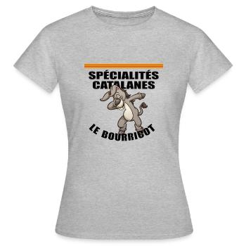 Spécialités catalanes - Le bourricot - T-shirt Femme - gris chiné - Devant - AI Model Female 172 dark (172cm)