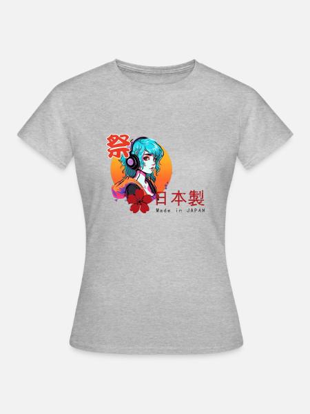 Anime Vibes - Made in Japan - Frauen T-Shirt - Grau meliert