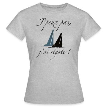 J’peux pas, j’ai régate ! - T-shirt Femme - gris chiné - Devant - AI Model Female 172 dark (172cm)