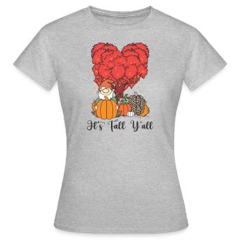 Herbst Kürbis It's Fall Y'all - Frauen T-Shirt - Grau meliert - Vorne - AI Model Female 172 dark (172cm)