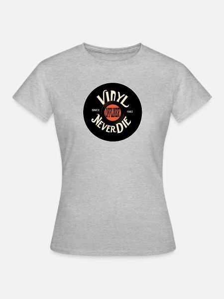 Vinyl Never Die - Frauen T-Shirt - Grau meliert