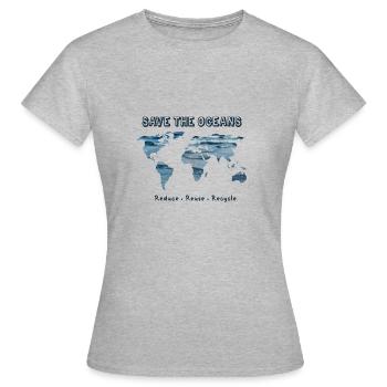 Save the Oceans - Reduce, Reuse, Recycle - Women's T-Shirt - heather grey - Front - AI Model Female 172 dark (172cm)