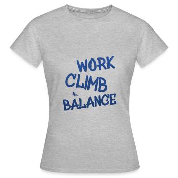 klettern, abseilen, climbing - Frauen T-Shirt - Grau meliert - Vorne - AI Model Female 172 dark (172cm)