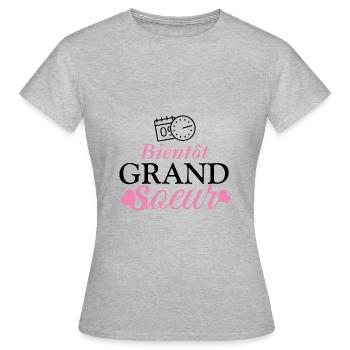Bientôt grande soeur, Future grande soeur - T-shirt Femme - gris chiné - Devant - AI Model Female 172 dark (172cm)