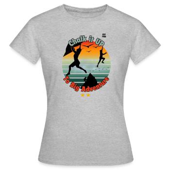 Kreide es bis zum großen Abenteuer - Frauen T-Shirt - Grau meliert - Vorne - AI Model Female 172 dark (172cm)