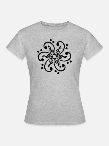Musik Note Notenschlüssel Bassschlüssel Mandala - Frauen T-Shirt - Grau meliert