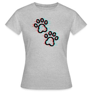 Glitch Pfotenabdruck - Frauen T-Shirt - Grau meliert - Vorne - AI Model Female 172 dark (172cm)