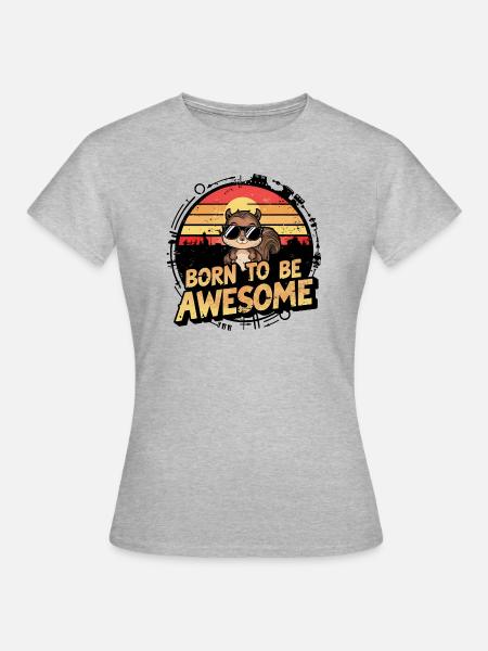Lustiges Eichhörnchen Tiermotiv - Frauen T-Shirt - Grau meliert